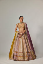 Load image into Gallery viewer, MUSTARD MULTICOLOR HEAVY METALLIC LEHENGA WITH DOUBLE DUPATTA
