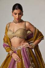 Load image into Gallery viewer, GREEN MULTICOLOR SEQUIN SCATTER LEHENGA SET
