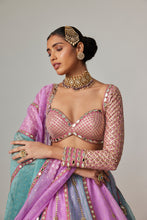 Load image into Gallery viewer, MAUVE MULTICOLOR SEQUIN SCATTERED LEHENGA WITH SWEETHEART FULL SLEEVE BLOUSE
