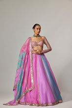 Load image into Gallery viewer, MAUVE MULTICOLOR LINEAR LEHENGA WITH SWEETHEART FULL SLEEVE BLOUSE
