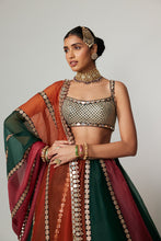 Load image into Gallery viewer, CRANBERRY MULTICOLOR LINEAR LEHENGA WITH SQUARE NECK BLOUSE
