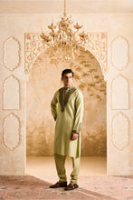 Load image into Gallery viewer, EMBROIDERED SAGE GREEN PINTUCKED KURTA WITH CHURIDAR
