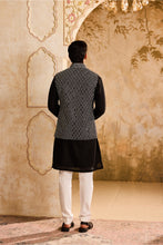 Load image into Gallery viewer, EMBROIDRED BALCK &amp; WHITE BUNDI JACKET WITH KURTA  AND PANT
