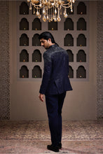 Load image into Gallery viewer, NAVY BLUE EMBROIDERED JODHPURI COAT WITH PANT
