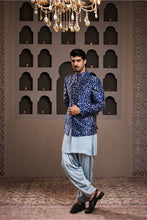 Load image into Gallery viewer, INDIGO PRNTED SHORT JACKET KURTA PATIYALA SALWAR
