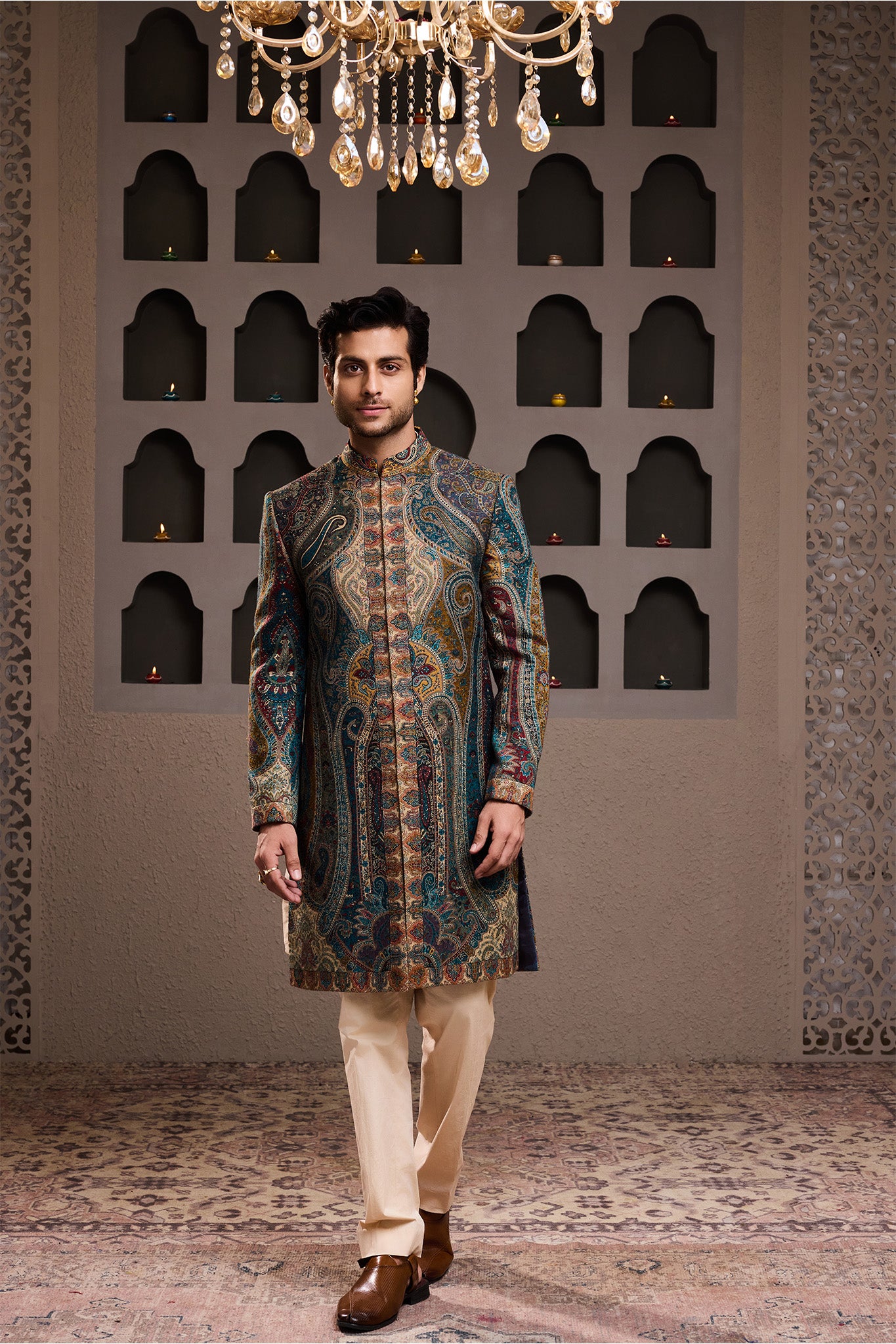 JAMAWAR ACHKAN BEIGE KURTA TROUSER