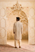Load image into Gallery viewer, EMBROIDERED BIEGE MIRRORWORK KURTA WITH  SALWAR

