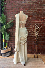 Load image into Gallery viewer, Champagne Gold shimmer tissue Pre-stitched saree
