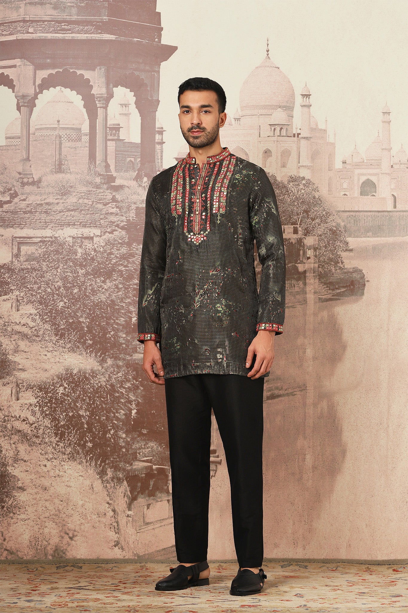 Forest Glimmer Mirror and Sequins Embroidered Kurta Set