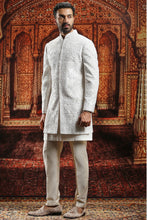 Load image into Gallery viewer, Ivory Silk Sherwani with french knots Embroidery
