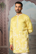 Load image into Gallery viewer, Dandelion Dream Printed Linen Satin Kurta Set
