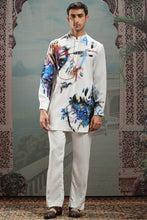 Load image into Gallery viewer, White Abstract Hand-Painted Silk Kurta
