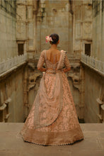Load image into Gallery viewer, Peach Raw Silk Lehenga Set
