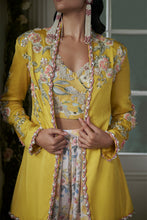Load image into Gallery viewer, Yellow Jacket Trouser Set With Corset Top
