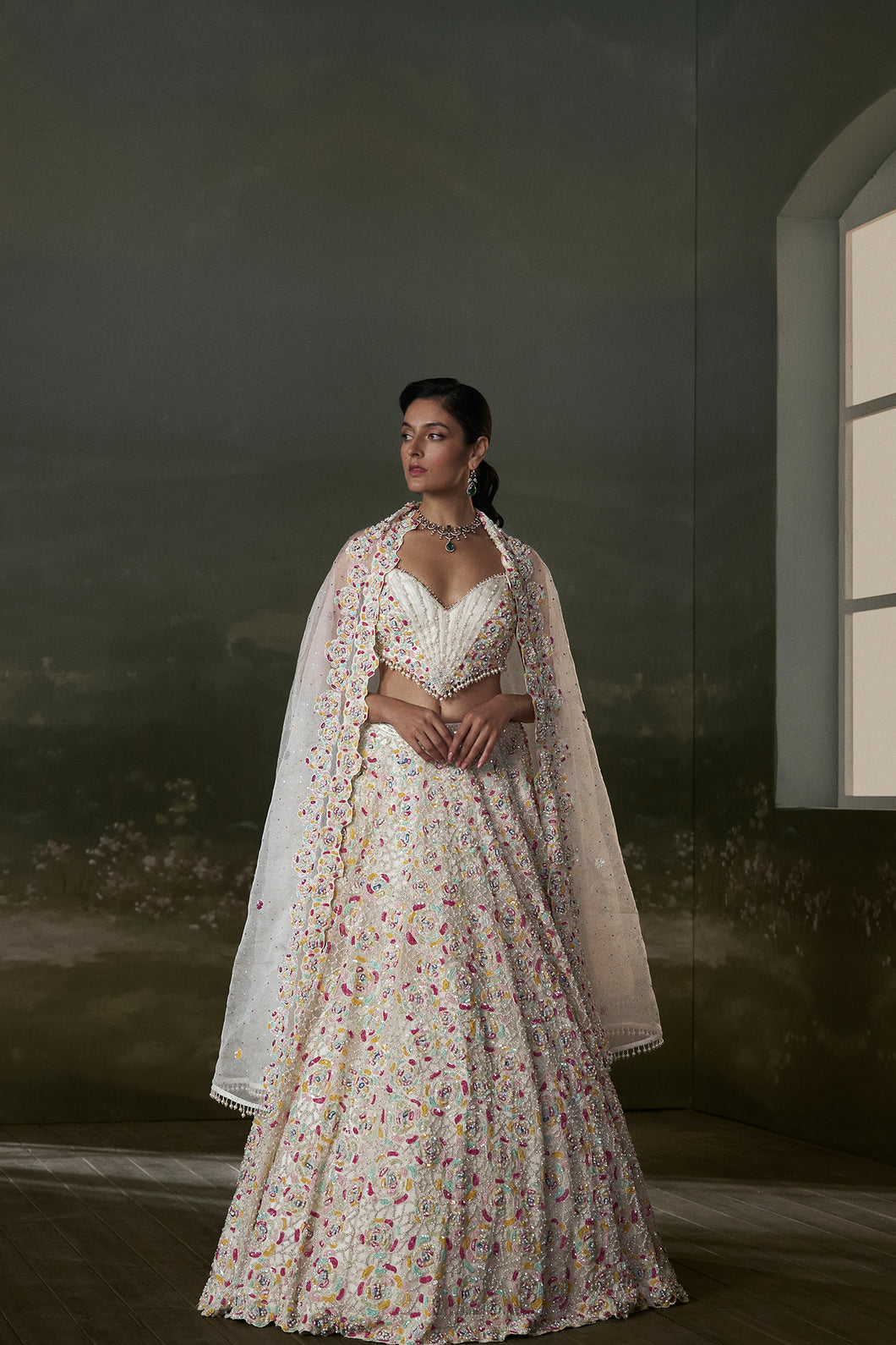 Ivory Multicolored Lehenga Choli Set