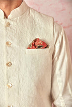 Load image into Gallery viewer, Off-White Quilted Shloka Embroidery Bundi with pintuck kurta
