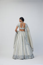 Load image into Gallery viewer, Silver Shimmer Organza Linear Lehenga Set
