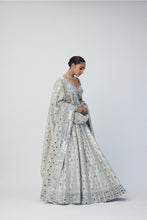 Load image into Gallery viewer, Silver Shimmer Organza  Lehenga Set
