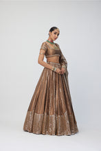 Load image into Gallery viewer, Copper Shimmer Organza Sequins Lehenga Set
