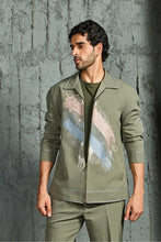 Load image into Gallery viewer, Olive Green Paint Strokes Shacket Set
