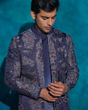 Load image into Gallery viewer, Oceanic Purple hand embroidered short jacket set

