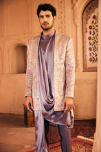 Load image into Gallery viewer, Grey Resham Embroidery Bandhgala with Anarkali Kurta
