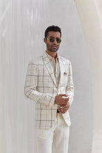 Load image into Gallery viewer, Porcelain White Windowpane Check Blazer Set
