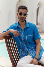 Load image into Gallery viewer, Vivid Blue Cow Boy Embroidered Shirt
