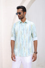 Load image into Gallery viewer, Blue Green Abstract Print Shirt
