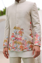 Load image into Gallery viewer, Tan Floral Resham Embroidery Bandhgala
