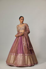 Load image into Gallery viewer, MUD MAUVE MULTICOLOR CHITA SEQUIN SCATTERED LEHENGA SET WITH V NECK FULL SLEEVES
