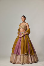 Load image into Gallery viewer, GREEN MULTICOLOR SEQUIN SCATTER LEHENGA SET
