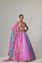 Load image into Gallery viewer, MAUVE MULTICOLOR LINEAR LEHENGA WITH SWEETHEART FULL SLEEVE BLOUSE
