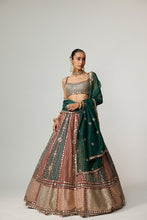 Load image into Gallery viewer, CRANBERRY MULTICOLOR LINEAR FLOWER LEHENGA SET WITH SQUARE NECK BLOUSE
