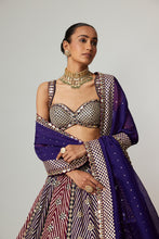 Load image into Gallery viewer, TEAL WINE MULTICOLOR LEHENGA SET WITH DARK PURPLE DUPATTA
