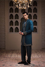 Load image into Gallery viewer, TEAL JACKET KURTA PATIYALA SALWAR
