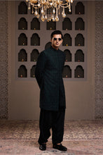 Load image into Gallery viewer, GREEN ACHKAN BLACK EMB KURTA PATIYALA SALWAR
