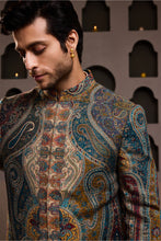 Load image into Gallery viewer, JAMAWAR ACHKAN BEIGE KURTA TROUSER
