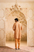 Load image into Gallery viewer, EMBROIDERED RUST MIRRORWORK KURTA WITH DHOTI SALWAR
