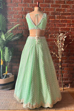Load image into Gallery viewer, Green gota work lehenga set
