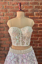 Load image into Gallery viewer, Ivory corset and Lavender Sequin work lehenga set
