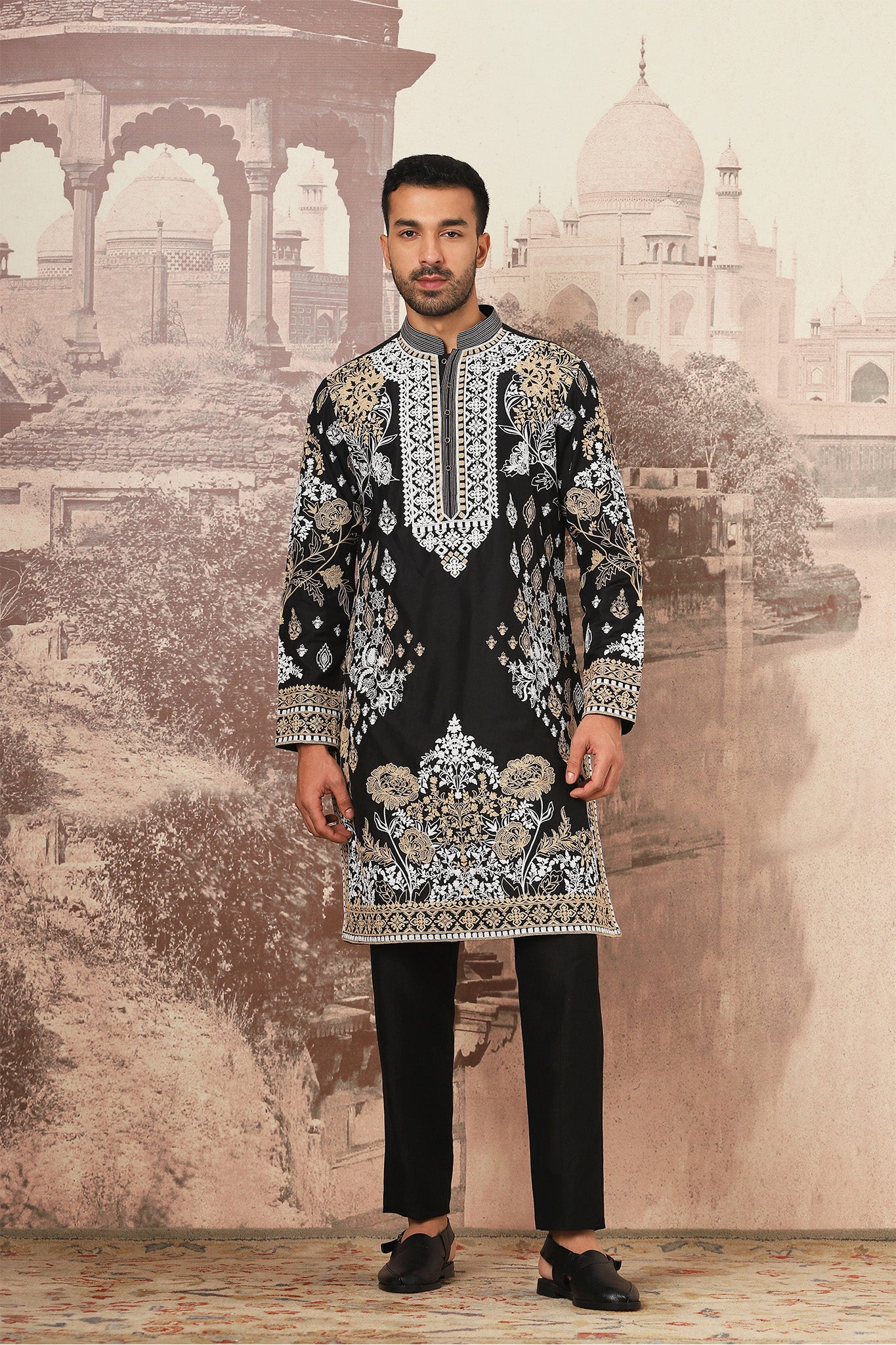 Black Floraison Dori Embroidered Kurta Set