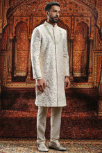 Load image into Gallery viewer, Cream Raw Silk dabka Embroidered Sherwani
