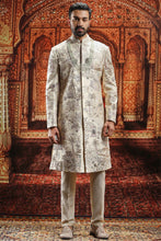 Load image into Gallery viewer, Cream silk Dabka and Pitta Work Sherwani
