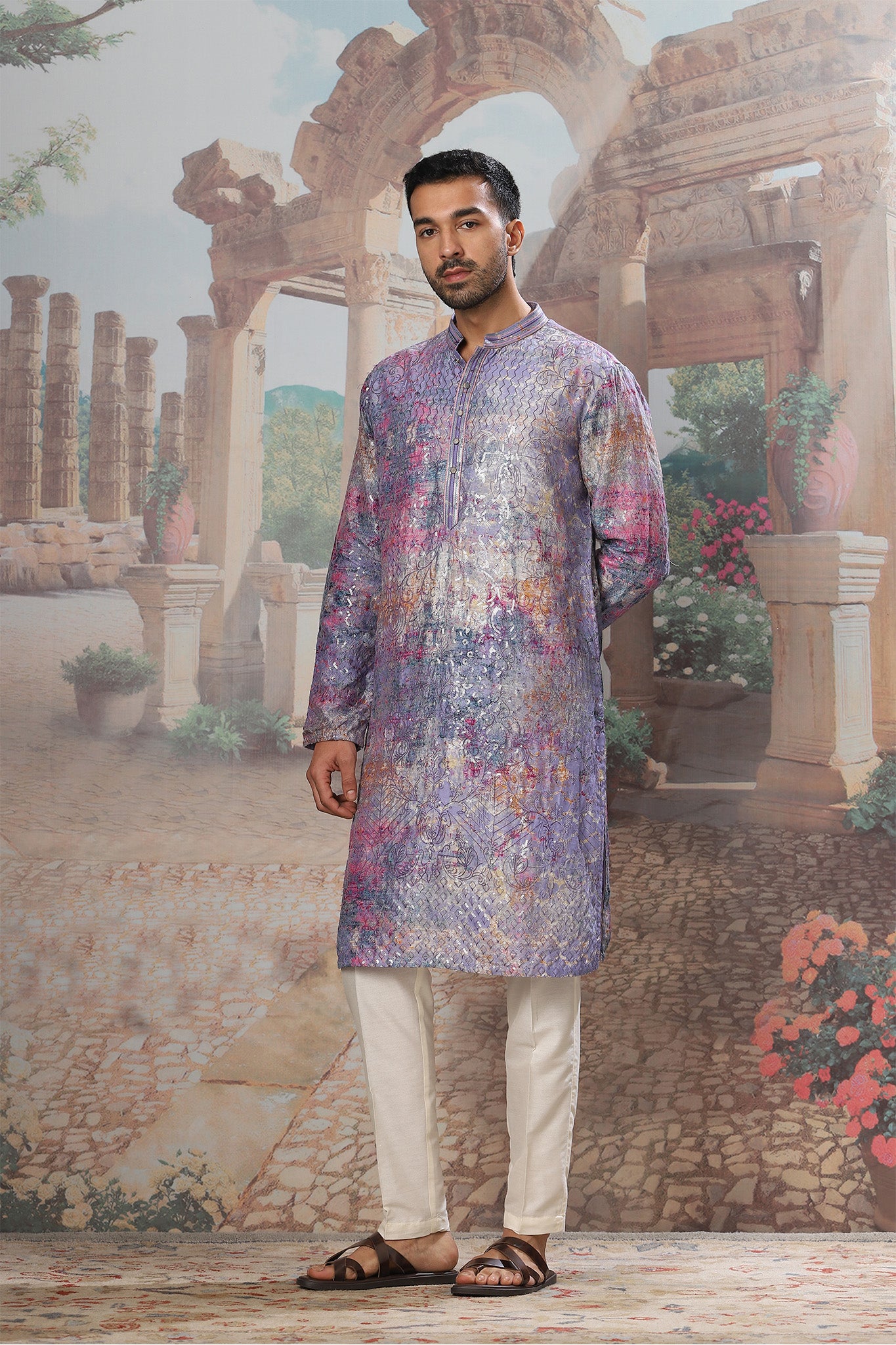 Lavender Aurora Sequin Embroidered Kurta Set