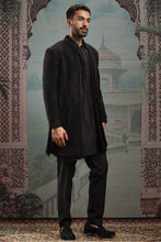 Load image into Gallery viewer, Black silk cutdana Open Indowestern

