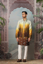 Load image into Gallery viewer, Sunset Golden Floral Embroidered Open Kurta Bundi Set
