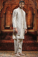 Load image into Gallery viewer, Ivory Jaquard Sherwani with Velvet Patchwork
