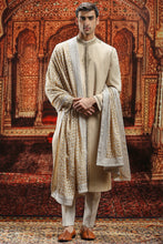 Load image into Gallery viewer, Beige chanderi silk Sherwani Sequin Embroidery

