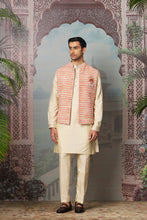 Load image into Gallery viewer, Gul Kantha Linen Embroidered Kurta Bundi Set
